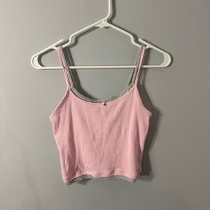 Pacsun Pink and Gray Women's Camisole Top
